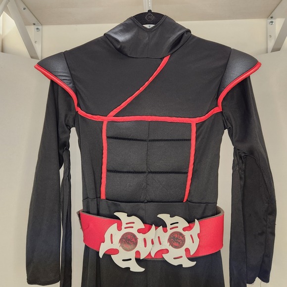 Ninja Costume Large 10-12 Spirit Halloween Stealth Jumpsuit with Hood and Mask - Picture 2 of 10